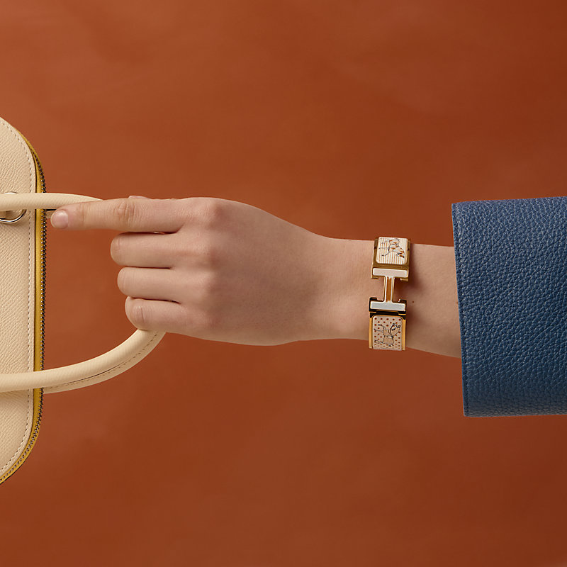 即納♪Hermes★クリックH ブレスレット ローズゴールド エナメル エナメルブレスレット 《クリック・クラックH/ブリッド・ドゥ